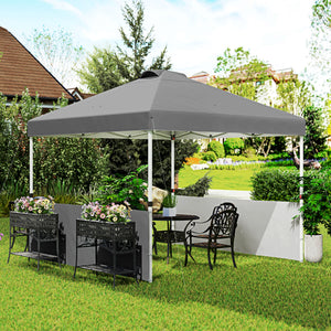 Folding shelter 10 x 10 with 2 half side walls, UV50+ protection, dark grey