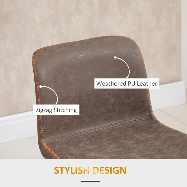 Set of 2 brown faux leather bar stools