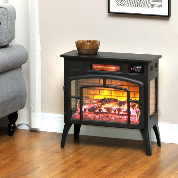 1500W Black Infrared Electric Fireplace
