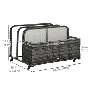 Rolling storage unit for swimming pool, grey