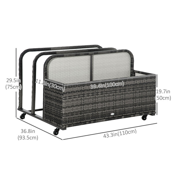 Rolling storage unit for swimming pool, grey