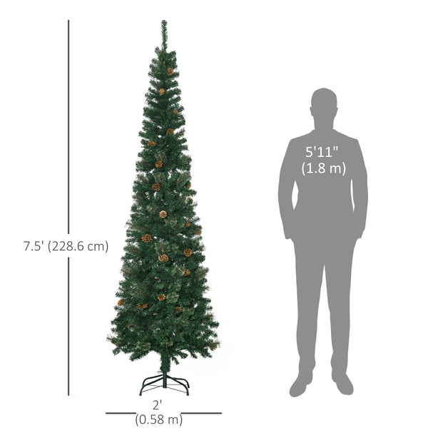 7.5ft Artificial Christmas Tree with Pine Cones
