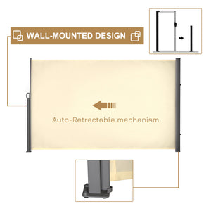 Folding outdoor awning, UV and wind resistant, cream white