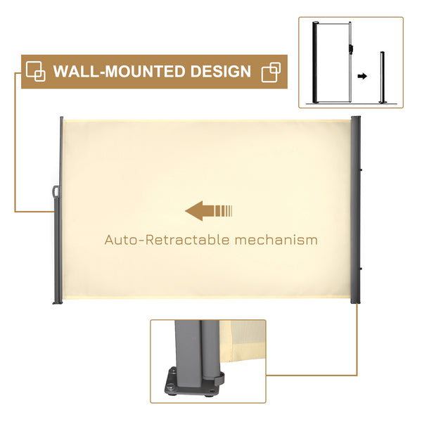 Folding outdoor awning, UV and wind resistant, cream white