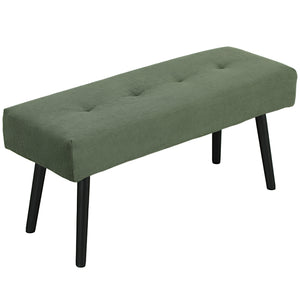 Corduroy Upholstered Ottoman Bench with Steel Legs, Green