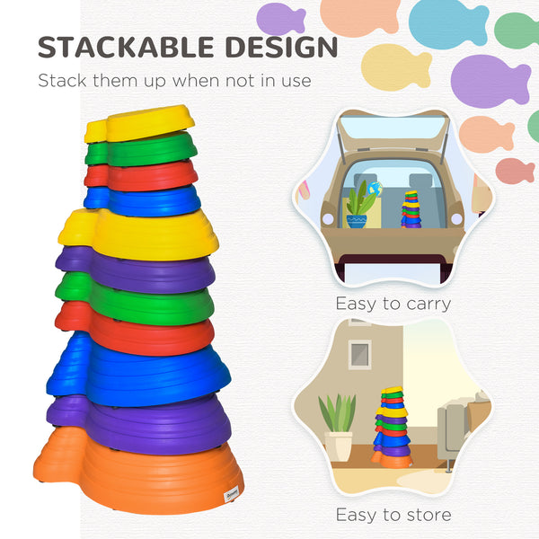 Set of 11 non-slip fish-style children's balancing stones