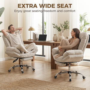 Wide office chair with footrest, light grey