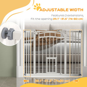 Self-closing pet gate, white