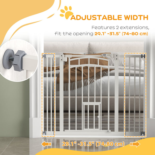 Self-closing pet gate, white