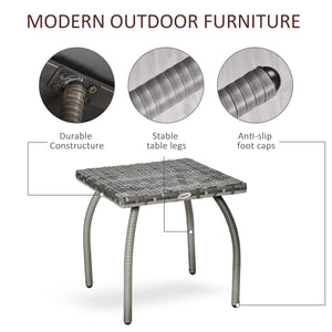 Square rattan coffee table with weather-resistant polyethylene coating