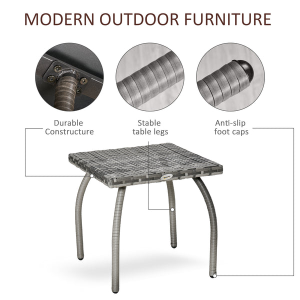 Square rattan coffee table with weather-resistant polyethylene coating