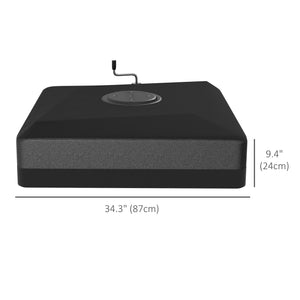 Offset parasol base with lifting wheel 