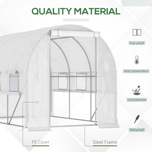 Tunnel greenhouse with roll-up side panels, high-quality polyethylene cover, white