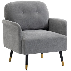 Modern upholstered accent chair with metal legs, grey