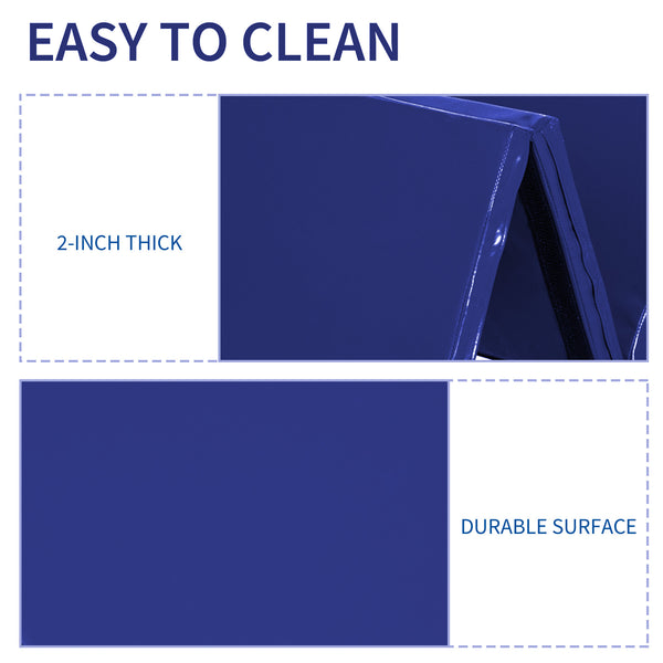 4'x6'x2'' Folding Gym Mat with Carry Handles, Blue