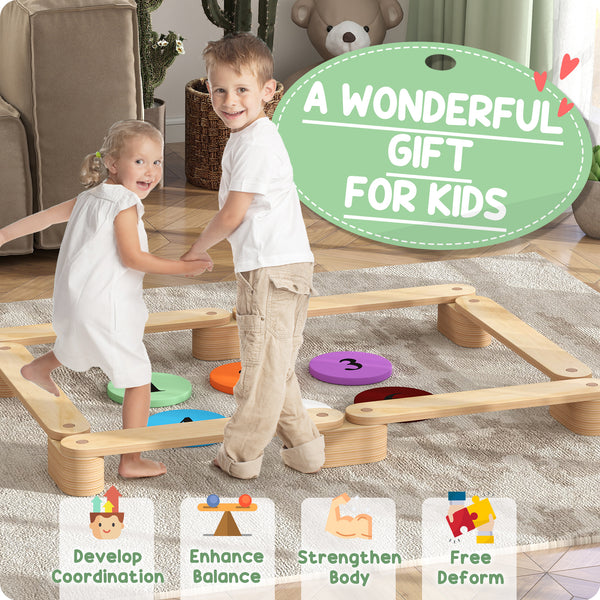 6 Piece Wooden Balance Beam for Kids