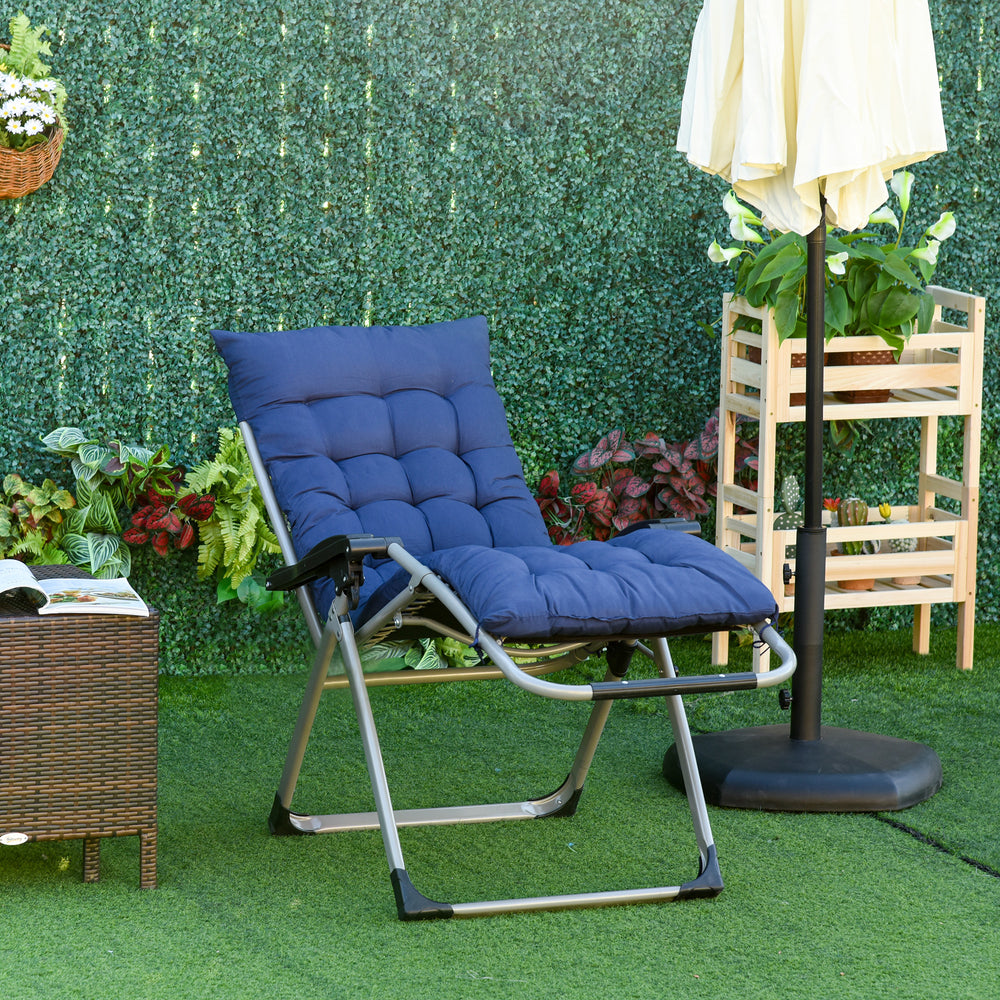 Zero gravity reclining chair with adjustable backrest, dark blue