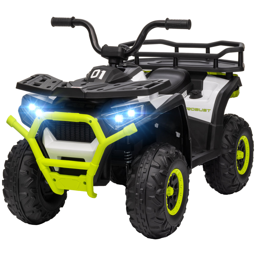 Kids ATV, 12V Battery Powered Electric Toy with Spring Suspension, Storage Basket, High &amp; Low Speed, Green