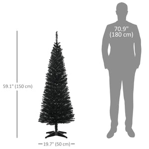 5ft Black Pencil Shaped Artificial Christmas Tree