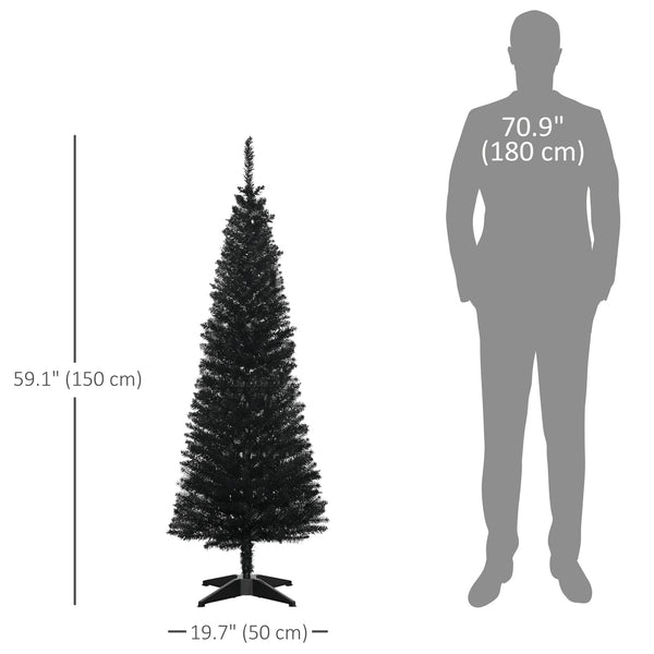 5ft Black Pencil Shaped Artificial Christmas Tree