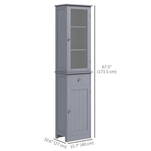 Bathroom cabinet with drawers, 2 doors and adjustable shelves, gray