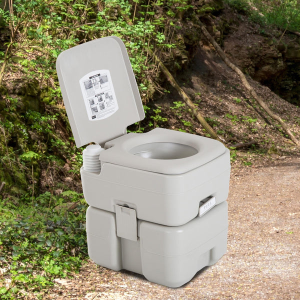 Portable travel toilet, detachable tank with flush, 20 liters