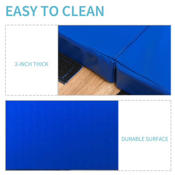 4'x10'x2'' Folding Gym Mat with Carry Handles, Dark Blue