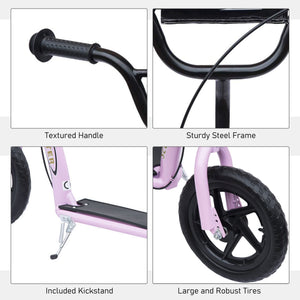 Kids Bike Style Scooter with 12 Inch Tire, Pink