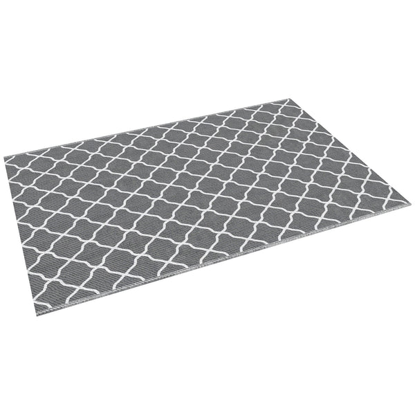 Waterproof outdoor rug, grey and white