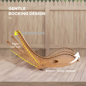 Outdoor Rocking Chair w/ Slatted Seat, Wooden Rocking Chair, 51.2" x 23.6" x 23.6", Light Brown
