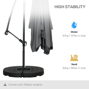 Cantilever patio umbrella with mosquito net and base, dark gray