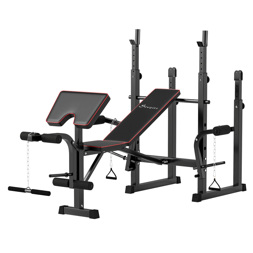 Weight bench with rack for home training