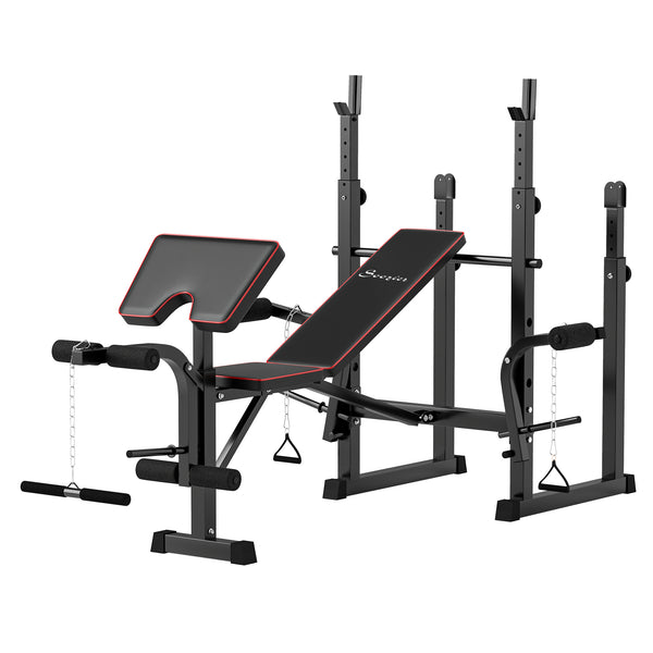 Weight bench with rack for home training