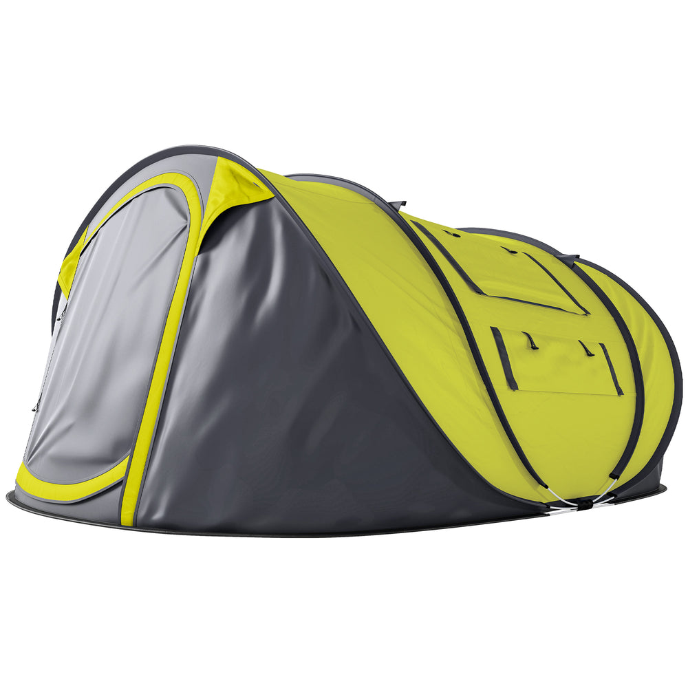4-Person Instant Pop-Up Camping Tent with Doors, Windows, and Carry Bag, Yellow