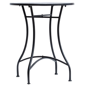 23.6" Mosaic Round Patio Table with Ceramic Tabletop, Outdoor Furniture, Multicolor