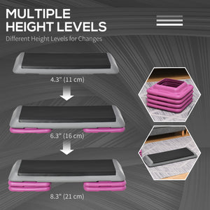 43" 3-Level Adjustable Aerobic Stepper with Risers Black and Purple