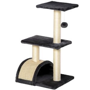 71cm Cat Tree with Scratching Post, Mat and Ball for Indoor Cats, Grey