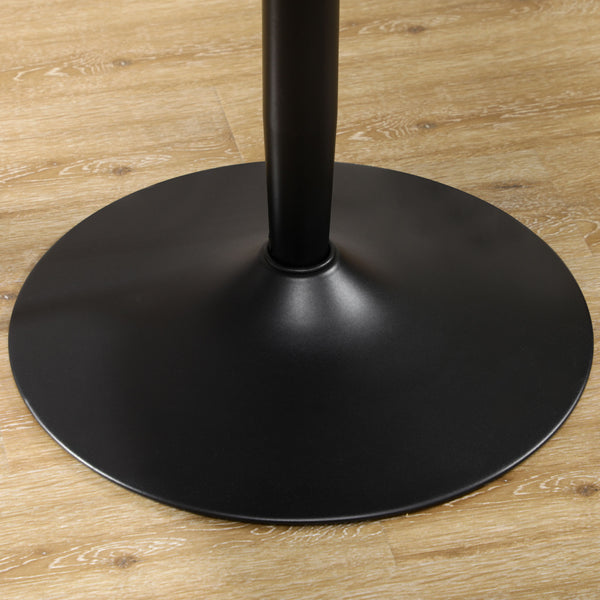 Modern kitchen table for 2, round with steel base, white marble