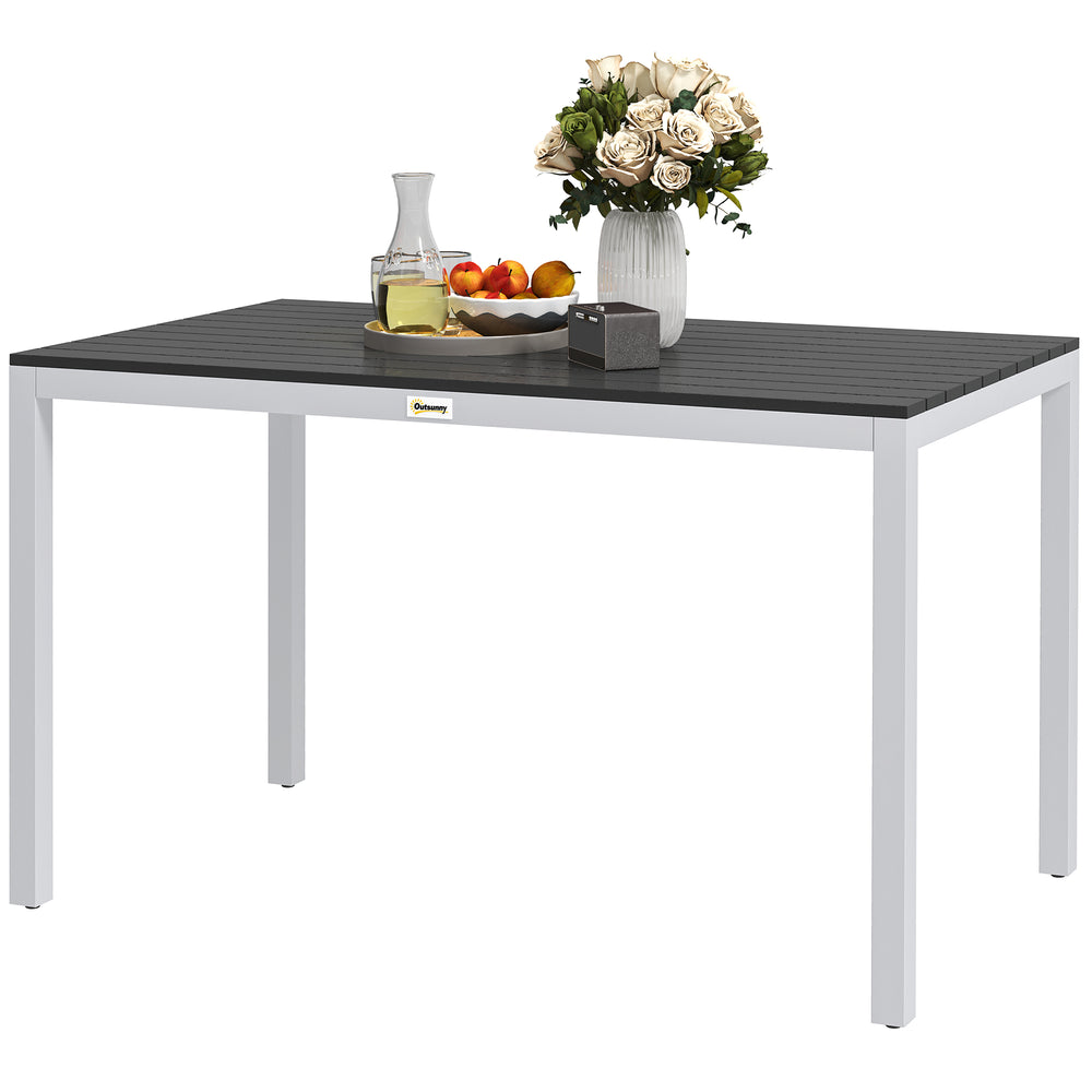 Dining table with rust-resistant aluminum frame, black
