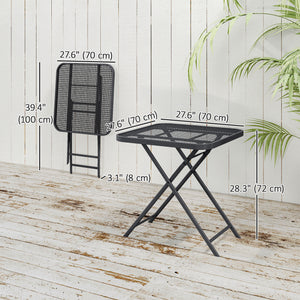 Folding square patio table with imitation rattan grid top