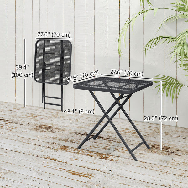 Folding square patio table with imitation rattan grid top