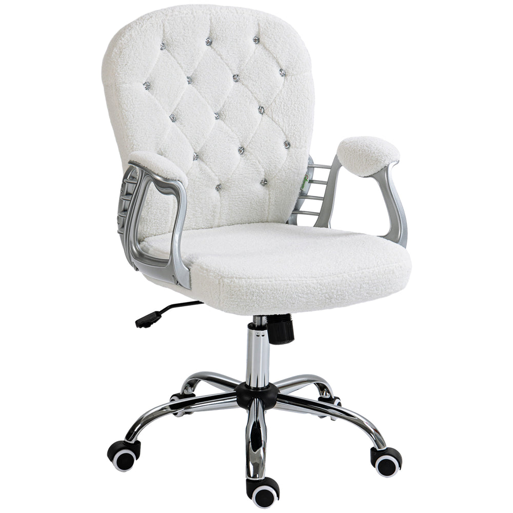 Office chair with adjustable height and padded backrest, white