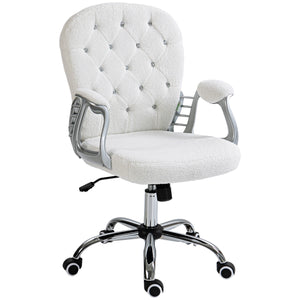 Office chair with adjustable height and padded backrest, white