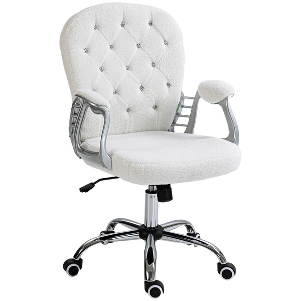 Office chair with adjustable height and padded backrest, white