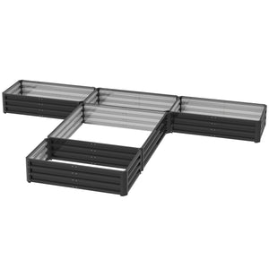 Steel Raised Bed, Set of 5 Large Planters 2.4 x 2.4 x 30 cm, Dark Grey