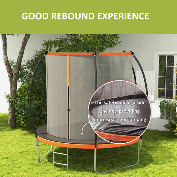 10ft Trampoline with Enclosure Net and Ladder, Orange