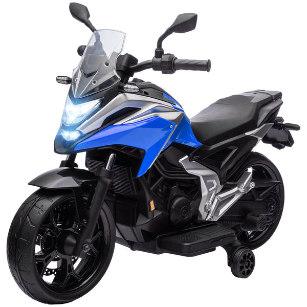 Honda 12V Motorcycle with Headlights and Training Wheels, Blue