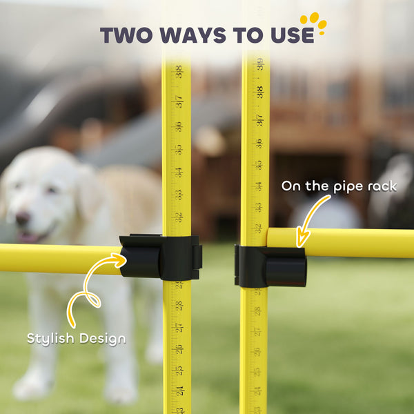 4-piece Obstacle Course with Height-Adjustable Jump Hurdle and Bag, Yellow