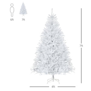 7ft White Artificial Christmas Tree with Foldable Stands