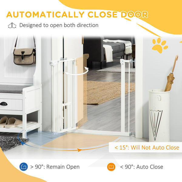 Extra Wide Pressure Fit Pet Gate with Cat Flap, White